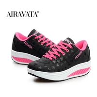 women shake shoes casual of platform heighten comfortable sneakers ladies fashion damping lace up fitness walking shoes