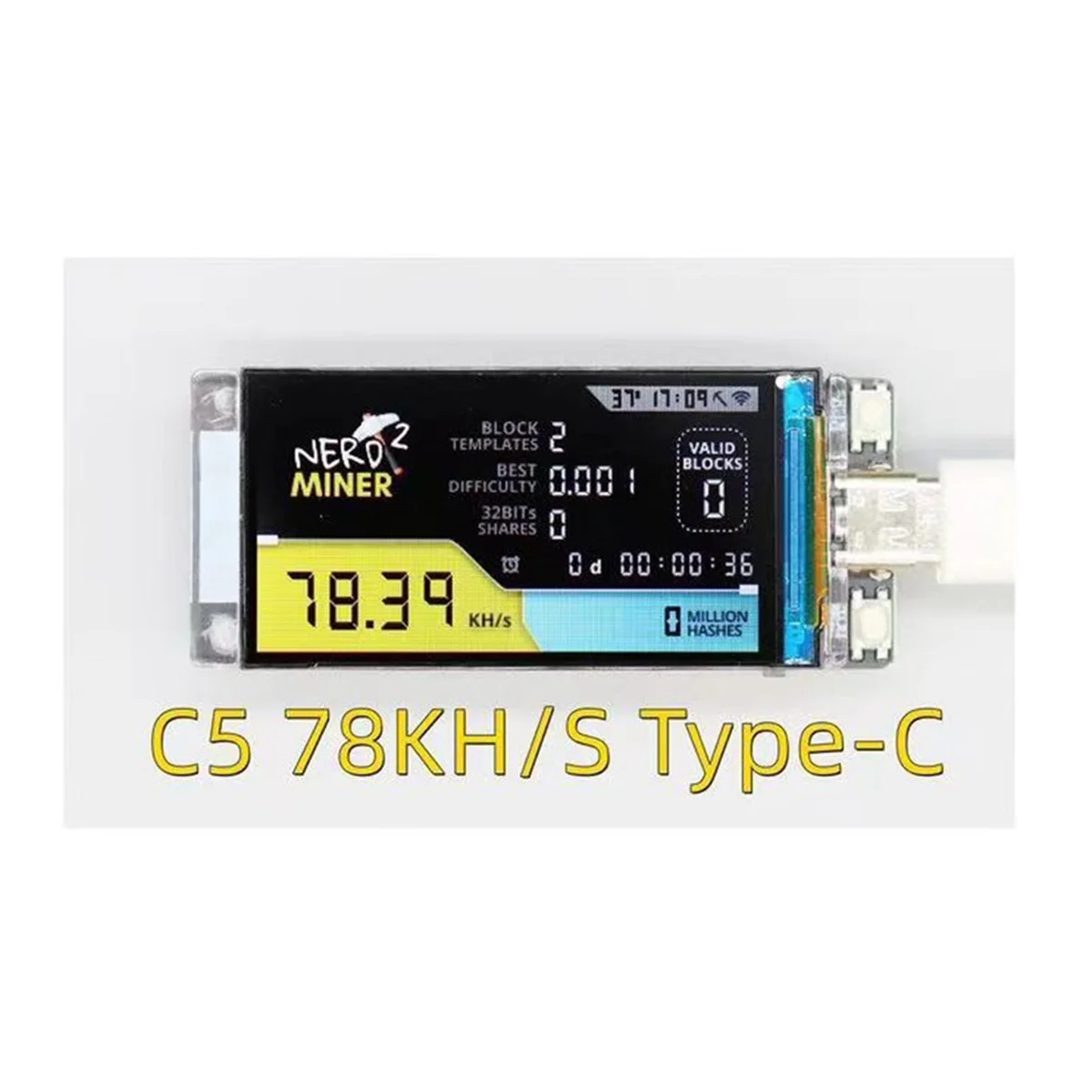 Мини-Майнер Nerd Miner V2 для биткоинов лотереи Solo BTC криптосоло