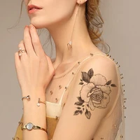 plain flower style waterproof temporary tattoo sticker black rose leaves totem fake tattoos flash tatoos arm body art for women