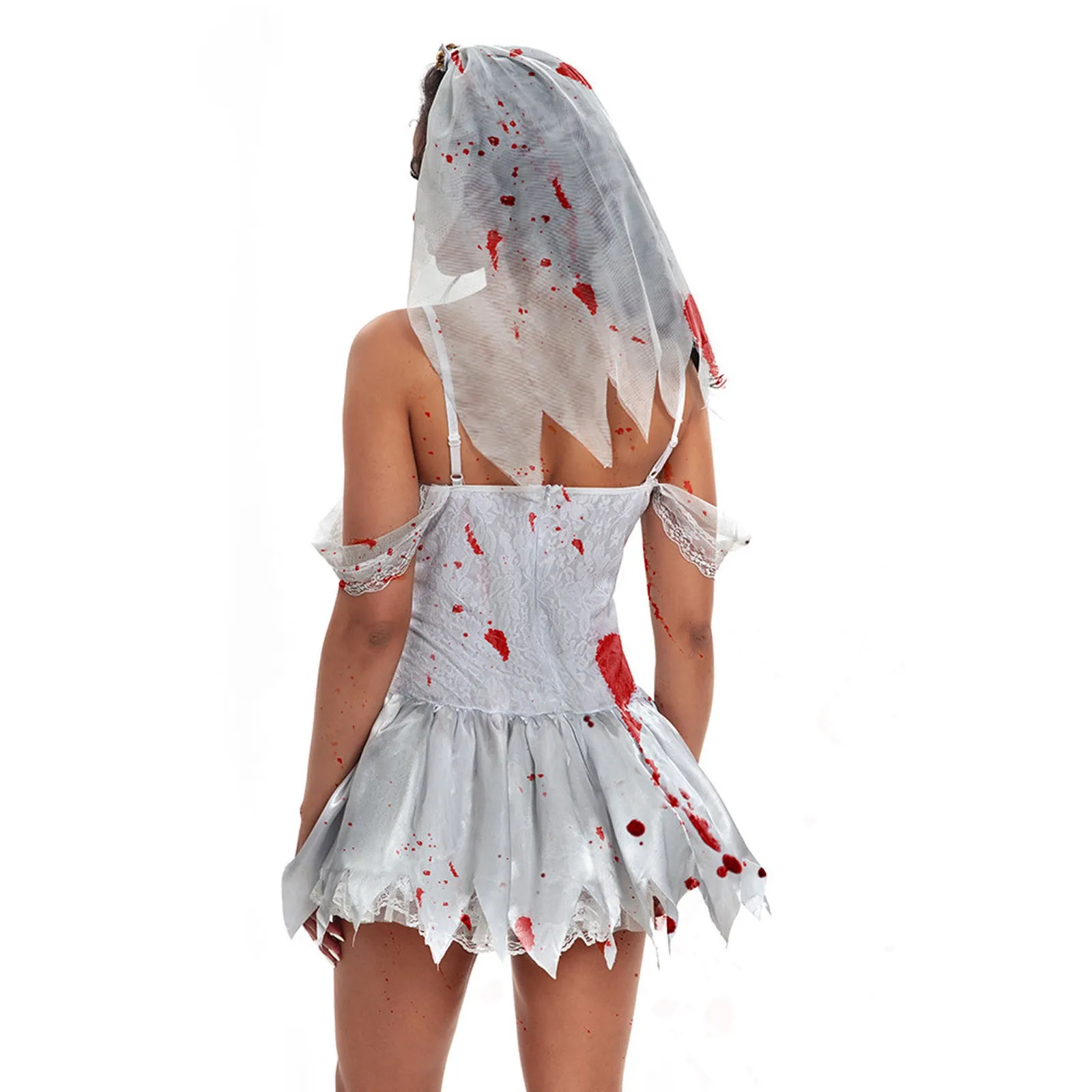 Страшное кроваво-Белое Женское платье для косплея невесты женское на Хэллоуин с