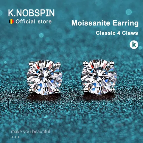 KnobSpin 2.0ct Moissanite oorbellen voor vrouwen Lab Gegroeide diamant oorstoppen 925 Sterling zilveren fijne sieradencadeau