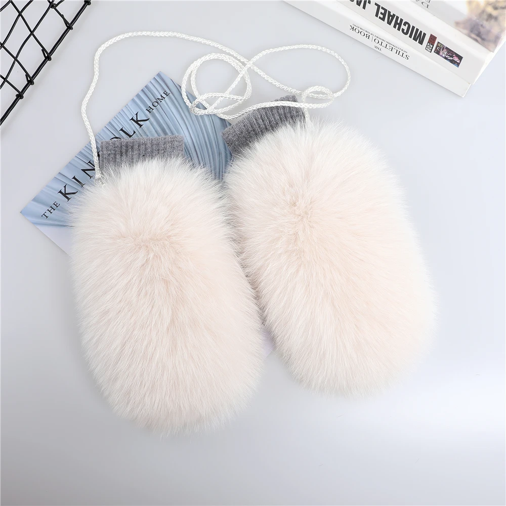 

New Style Winter Warm Genuine Fox Fur Covered Gloves Women Fashion Real Fox Fur Glove Outdoor Russia Thick Glove Women Warm