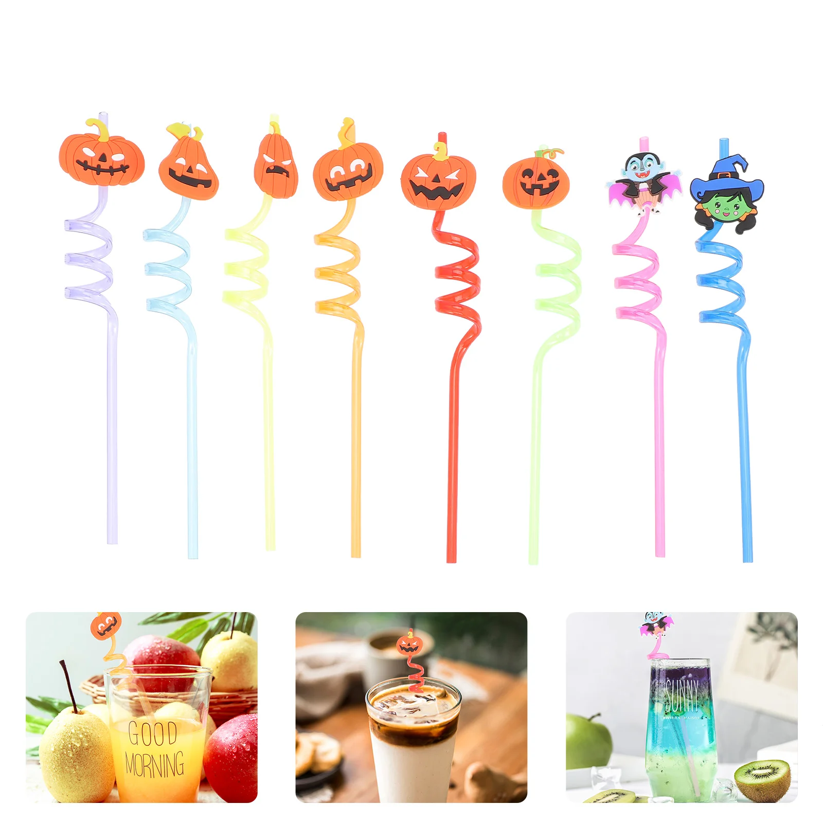 

24pcs Drinking Straws Reusable PET Straws Halloween Party Straws Party Supplies