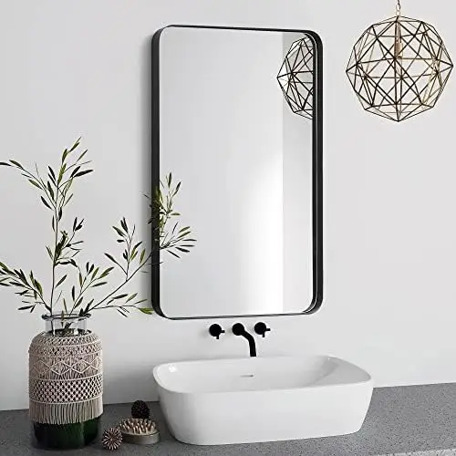 

Bathroom Mirror, 16x24 Inch Stainless Steel Frame Vanity Mirror, Rectangle Modern Mirror, Vertical Or Horizontal Hanging Mirrors