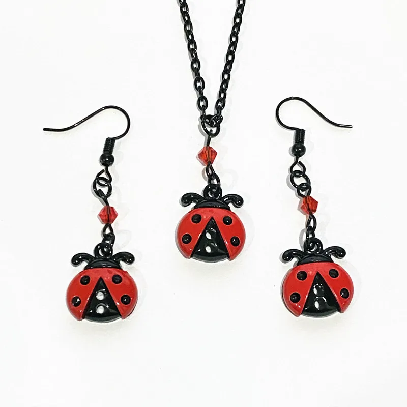 

New Products Hot Selling Fashion Trend Jewelry Retro Trend Seven Star Ladybug Pendant Accessories Ear Stud Ear Stud Necklace