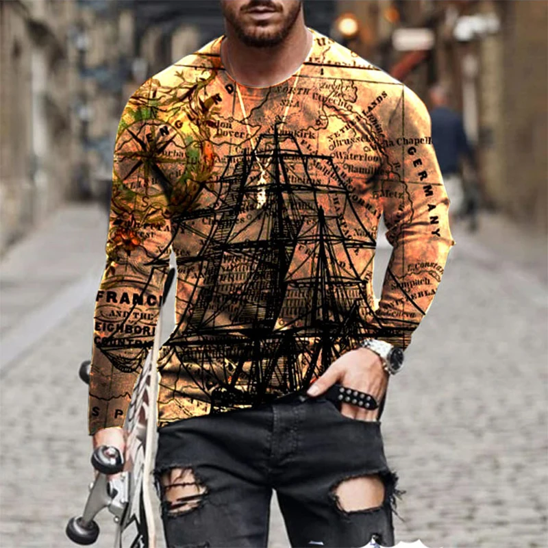 

Европейская и американская популярная мужская Спортивная футболка для отдыха с 3D Цифровым принтом уличная трендовая футболка с 3D принтом и...