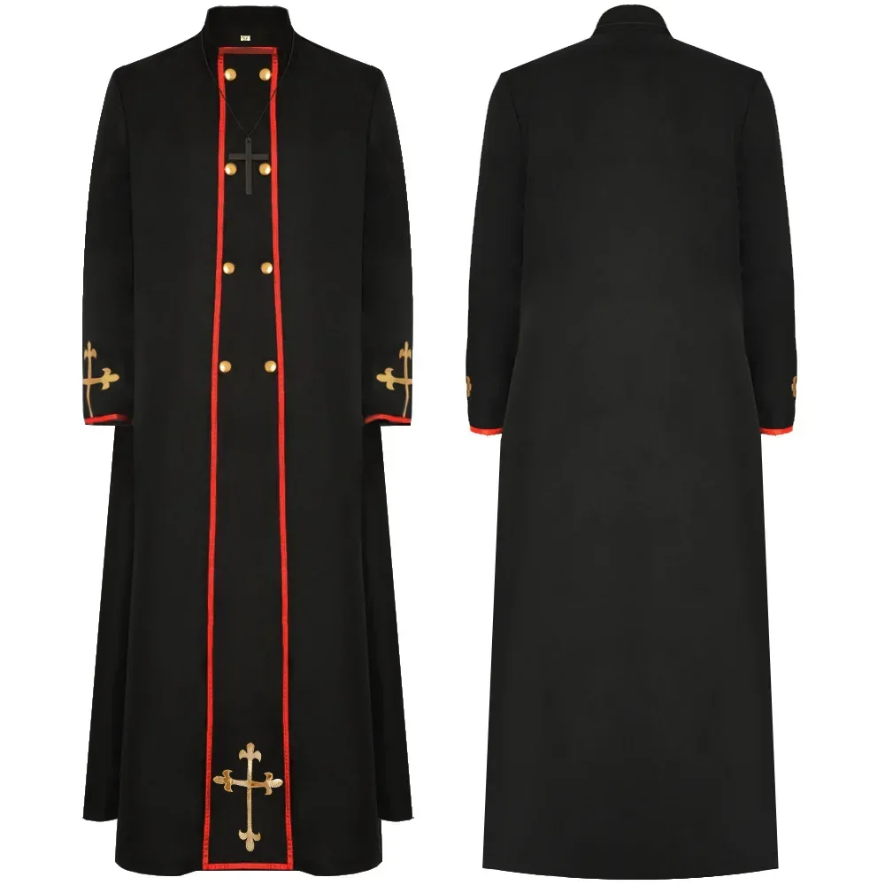 

Зло Косплей средневековая католическая искусственная Карнавальная Мужская страшная пастория монах волшебник фантазийное строгое платье на Хэллоуин