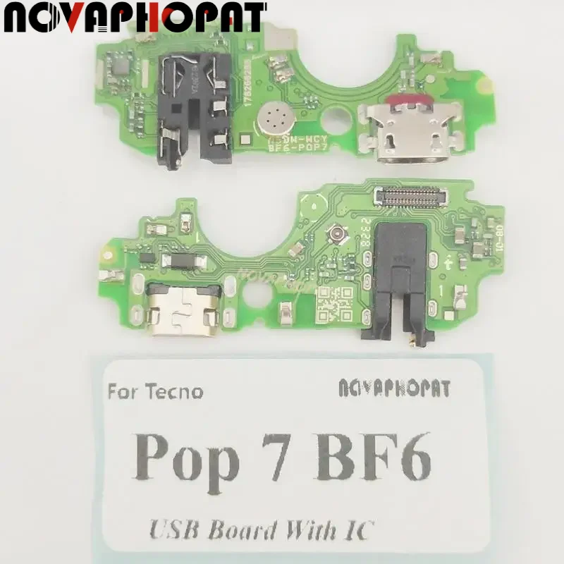 

Novaphopat For Tecno Pop 7 BF6 USB Dock Charger Port Plug Headphone Audio Jack Microphone MIC Charging Board With IC
