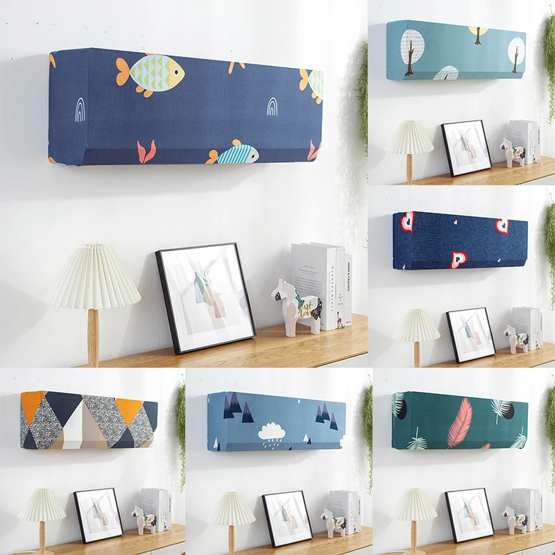 

Christmas Air Conditioner Cover Indoor Hanging Air Conditioning Protective Case Tropical Leaves Printed Dust Covers Home Decor