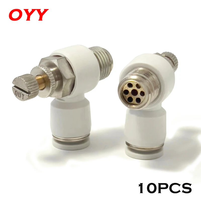 10PCS Pneumatic Connector White Speed Control Valve SL6-01/6-m5/8-01/8-02 PT1/8 1/4 3/8 1/2 Throttle