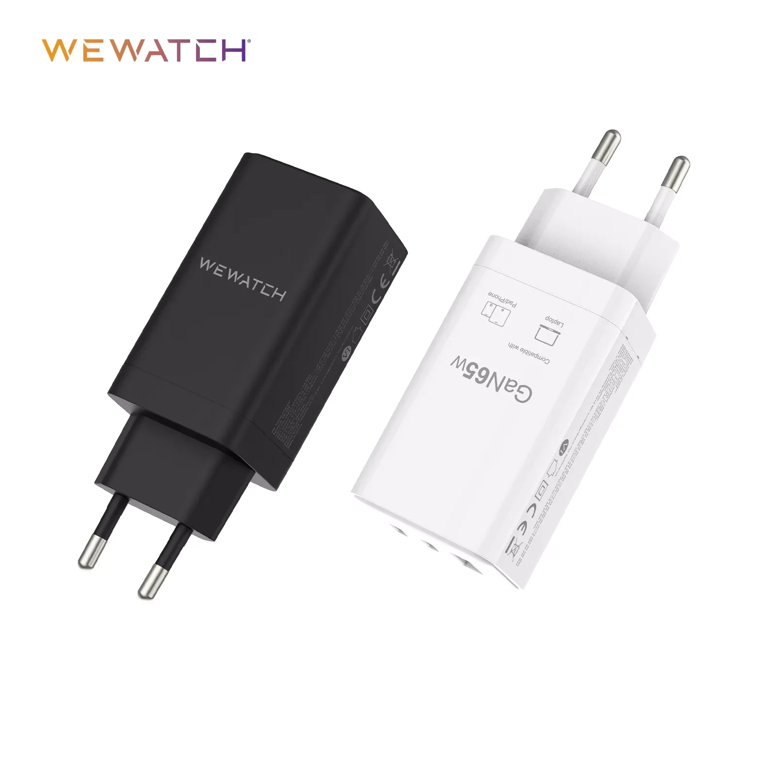 

WEWATCH 65W GaN Fast Charger Quick Charge 2C1A Ports Type C PD USB Portable Travel Charger Travel Fast Charger for Laptop iphone