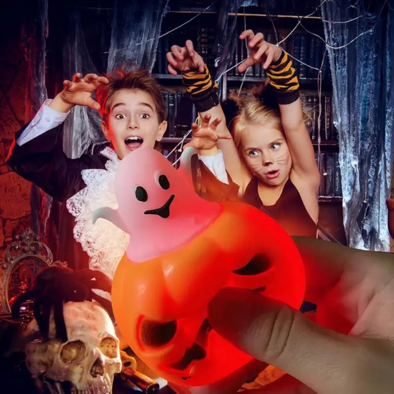 

Halloween New Light Pinch The Pumpkin Ghost Relieve Stress Surprise Gift For Birthday And Children's Day Halloween Decoration