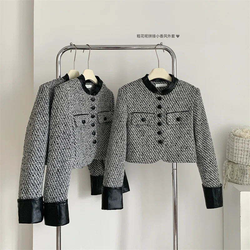 

UNXX Spliced Elegant Temperament Women's Short Suit Jacket Spring and Autumn Office Lady New Niche Retro Petite Thick Top Coat