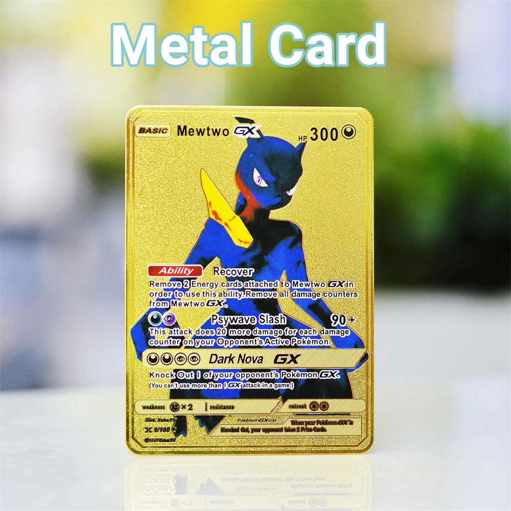 

Metal Pokemon Letters Pokemon Cards Blastoise Vmax Charizard Pikachu Gx Mewtwo Golden Shiny Iron Letter Anime Game Card Kid Toys