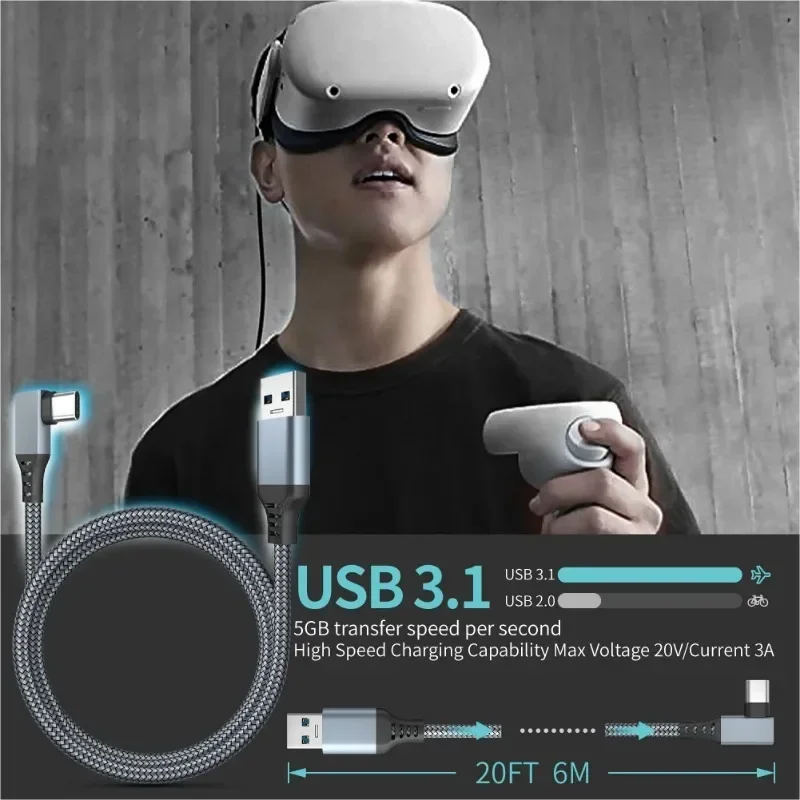 Аксессуары для Oculus Quest2 Quest 2 Cable Link Smart 3D очки виртуальной реальности VR USB A к типа C 3 5