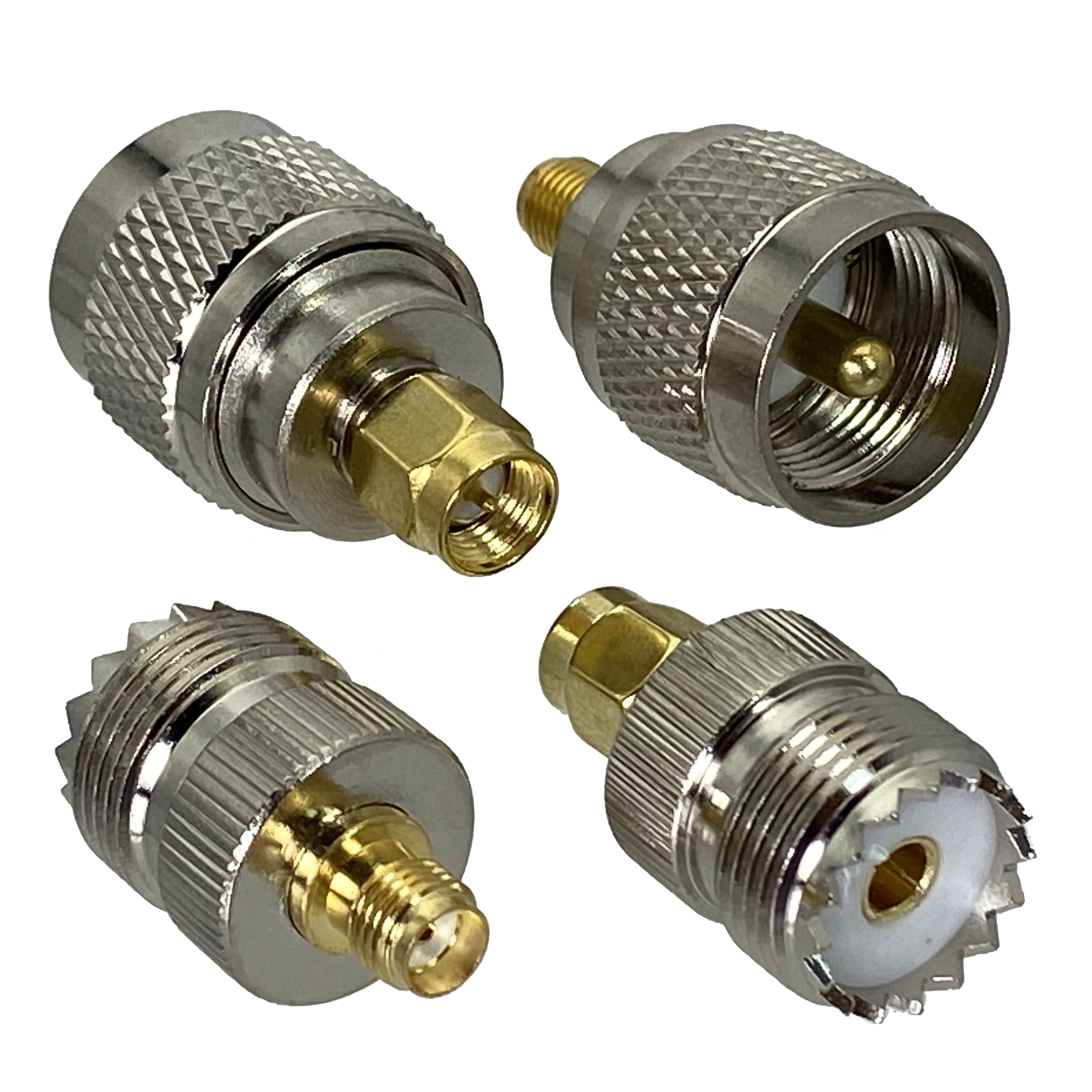 1pcs UHF SO239 PL259 to SMA Male Plug & Female Jack RF Coaxial Adapter Connector Wire Terminals Straight Brass