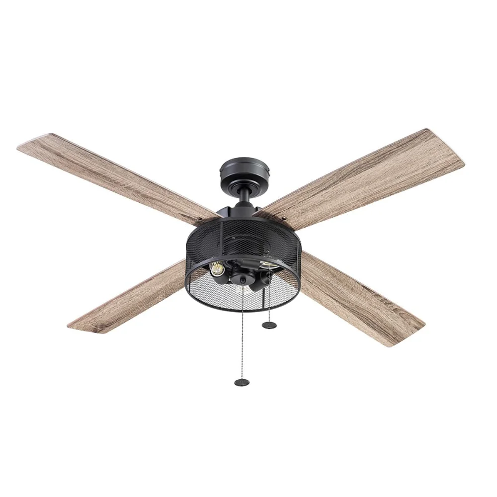 

ceiling fans home decor r Homes & Gardens 52" 4 Blade Matte Black Cage Ceiling Fan with Lights (US Stock)