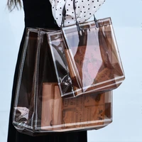 reuseable transparent tote shopping bag pvc waterproof women casual large capacity travel beach storage organizer handbag