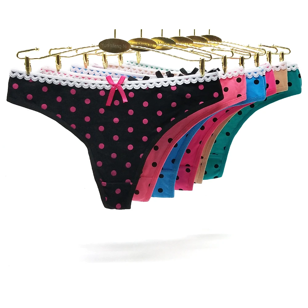 

Трусики-стринги женские в горошек, 6 шт./комплект