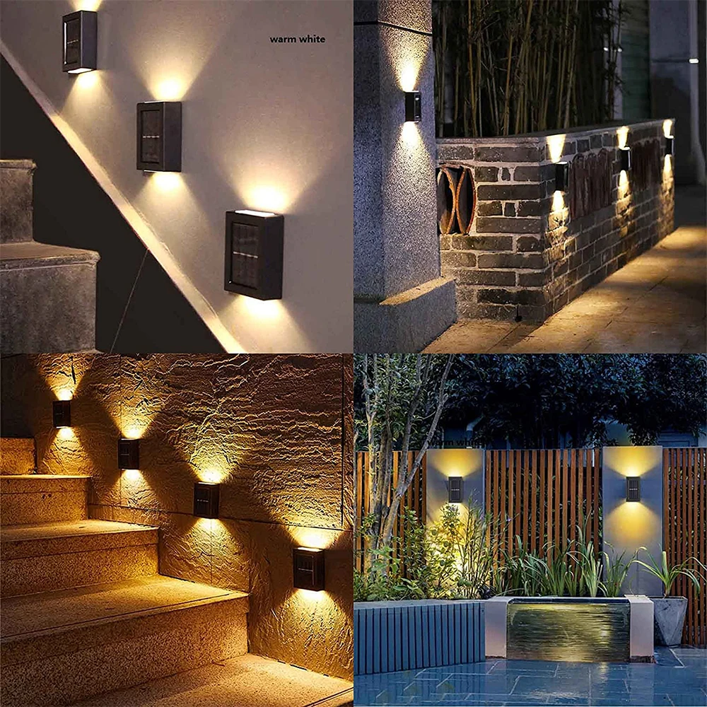 

LED Solar Wall Light UP and Down Illuminate Outdoor Sunlight Sensor Lamp IP65 Waterproof Modern Nordic Style Decor for Home