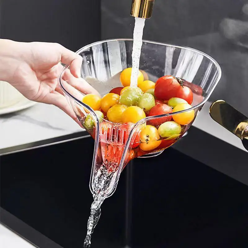 

Multifunctional Kitchen Drain Basket Household Rice Washing Basket Rice Scoop Portable Sink Colander For Home Cafe Restaurant