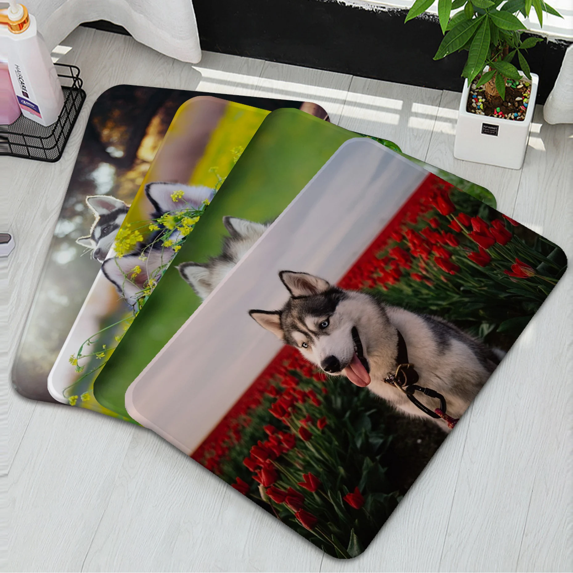 

Siberian Husky Dog Floor Mat Kids Room Bedroom Decoration Balcony Anti-Slip Doormat Living Room Welcome Rug