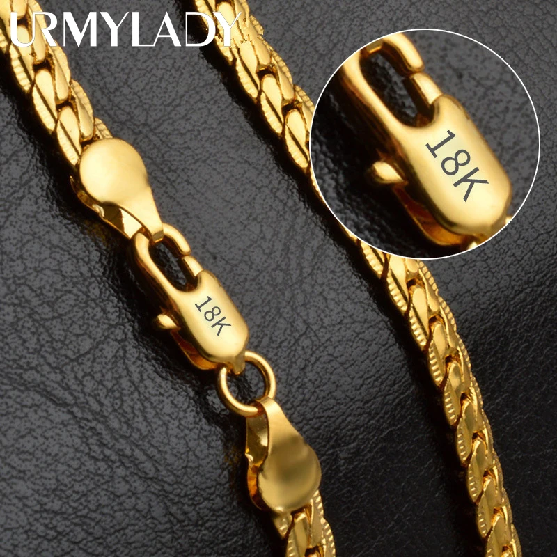 

URMYLADY S925 Sterling Silver 6mm Full Sideways Necklace 8/18/20/24 Inch Chain For Woman Men Fashion Wedding Engagement Jewelry