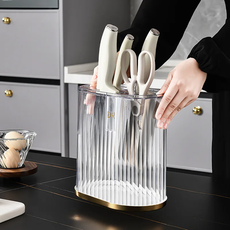 

Cutter Organizer Rack Countertop Large Capacity Organizer Rack Visible Design Stable Base High Stability Simple Style Item Stora