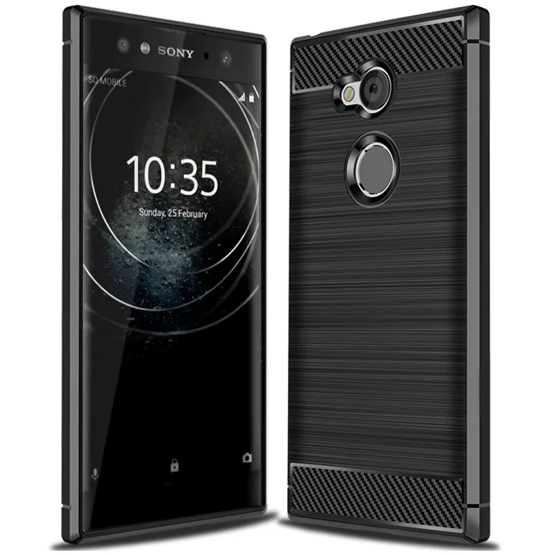 

Shockproof Carbon Fiber Case for SONY Xperia XA2 Ultra Brushed Texture Rubber Silicone Case for Sony Xperia XA2ultra Phone Cover