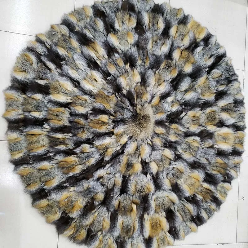

MS.Softex Fur Rug For Living Room Natural Fox Fur Carpet Round Shape Patchwork Real Fox Fur Rug Genuine Fox Blanket Factory OEM