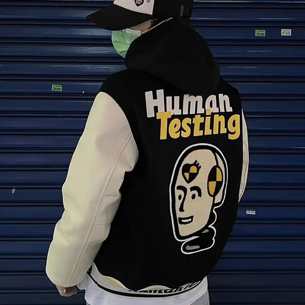 

HUMAN MADE Coat Harajuku Nigo Robot Cartoon Embroidered Fashion Casual Clothing Top Baseball Uniform Jacket for Men