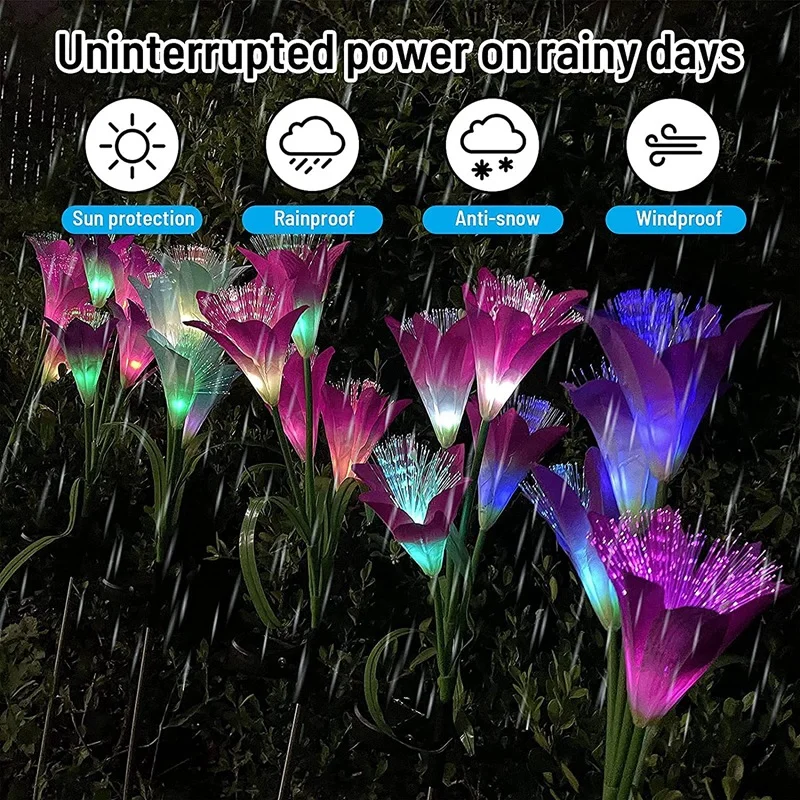 

Outdoor Solar Lights for Garden and Vegetable Patch Landscape Decoration Waterproof 7-Color Changing Led Lily Lawn Lamps