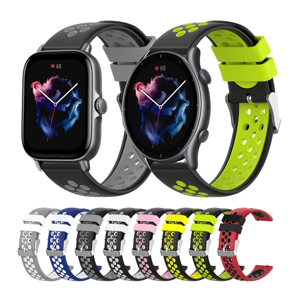 

Silicone Replacement Breathable Band For Huami Amazfit GTS 3 GTR3 strap for GTR 42mm 47mm GTS2 Bip S Stratos 3 watchbands