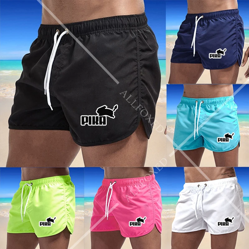 

Мужские летние купальники, шорты, брендовая пляжная одежда, сексуальные плавки, мужской купальник с низкой талией, дышащая пляжная одежда