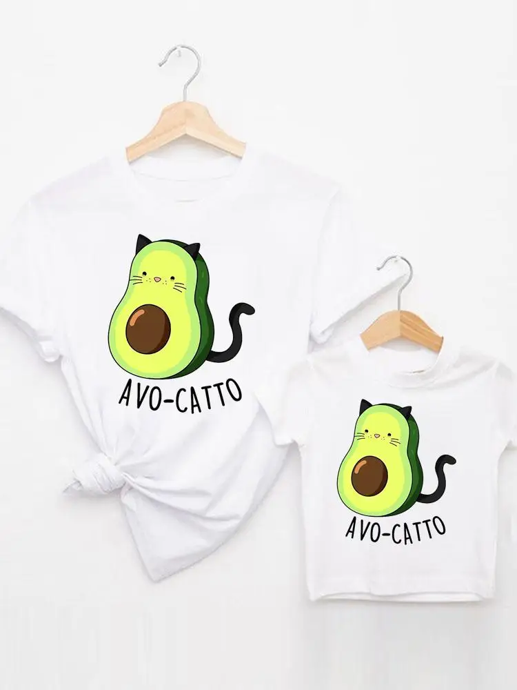 

Tee Family Matching Outfits Avocado Fashion Cute Summer Women Kid Child Mom Mama Mother Tshirt Clothes O-neck Graphic T-shirt