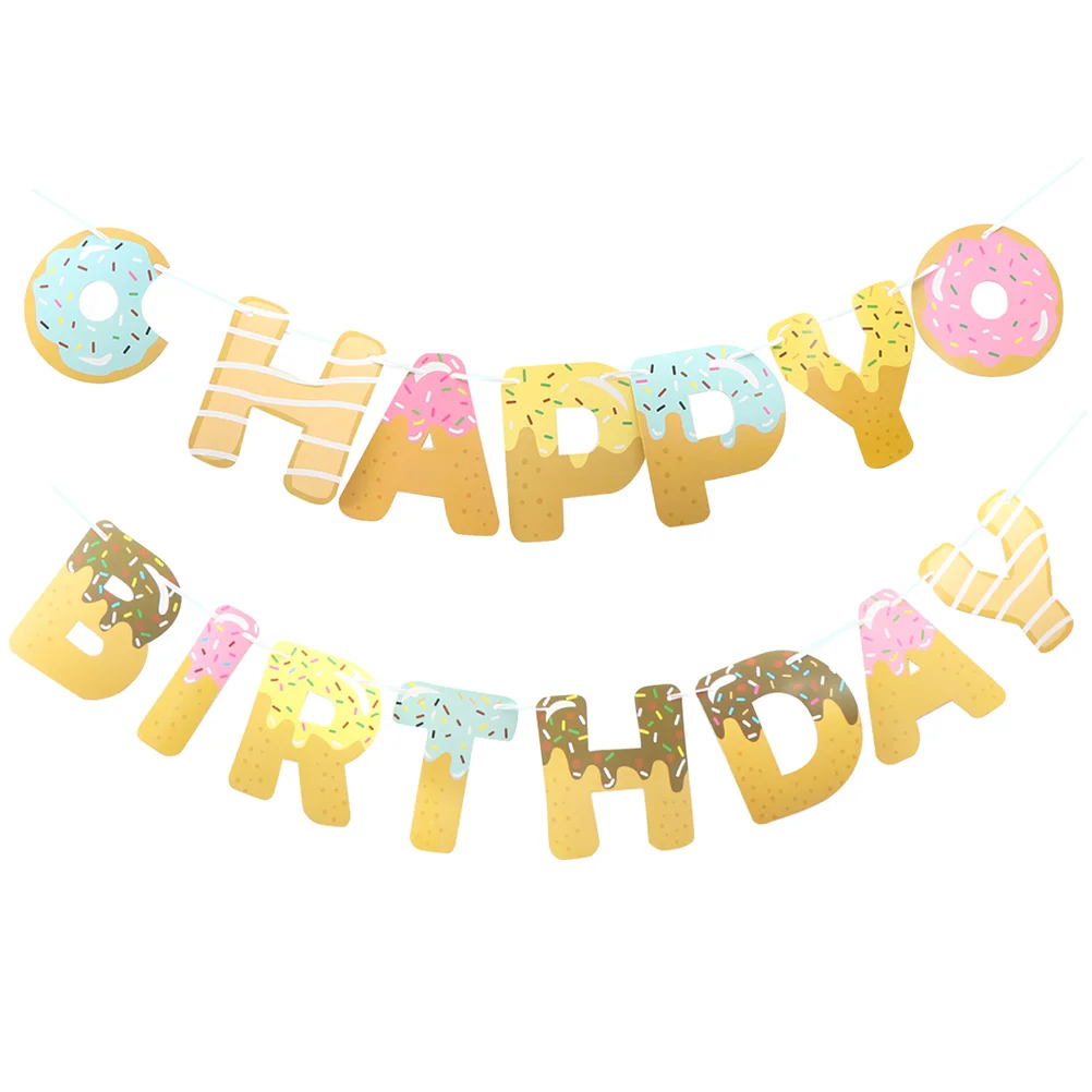 

2 Sets Doughnut Party Supplies Banner for Decor (Assorted Color)