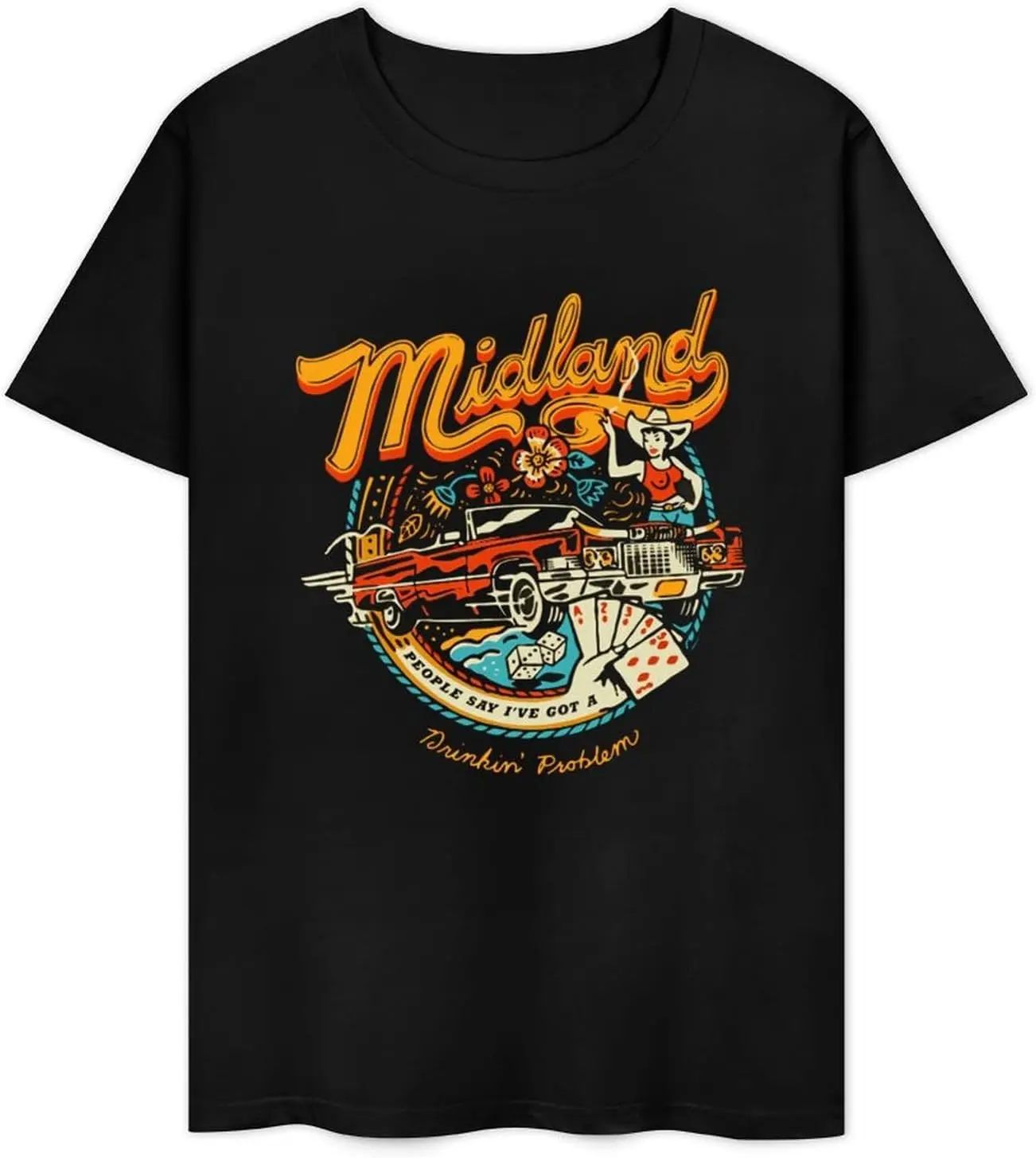 Футболка Midlands мужская модная футболка с круглым вырезом и принтом свободная
