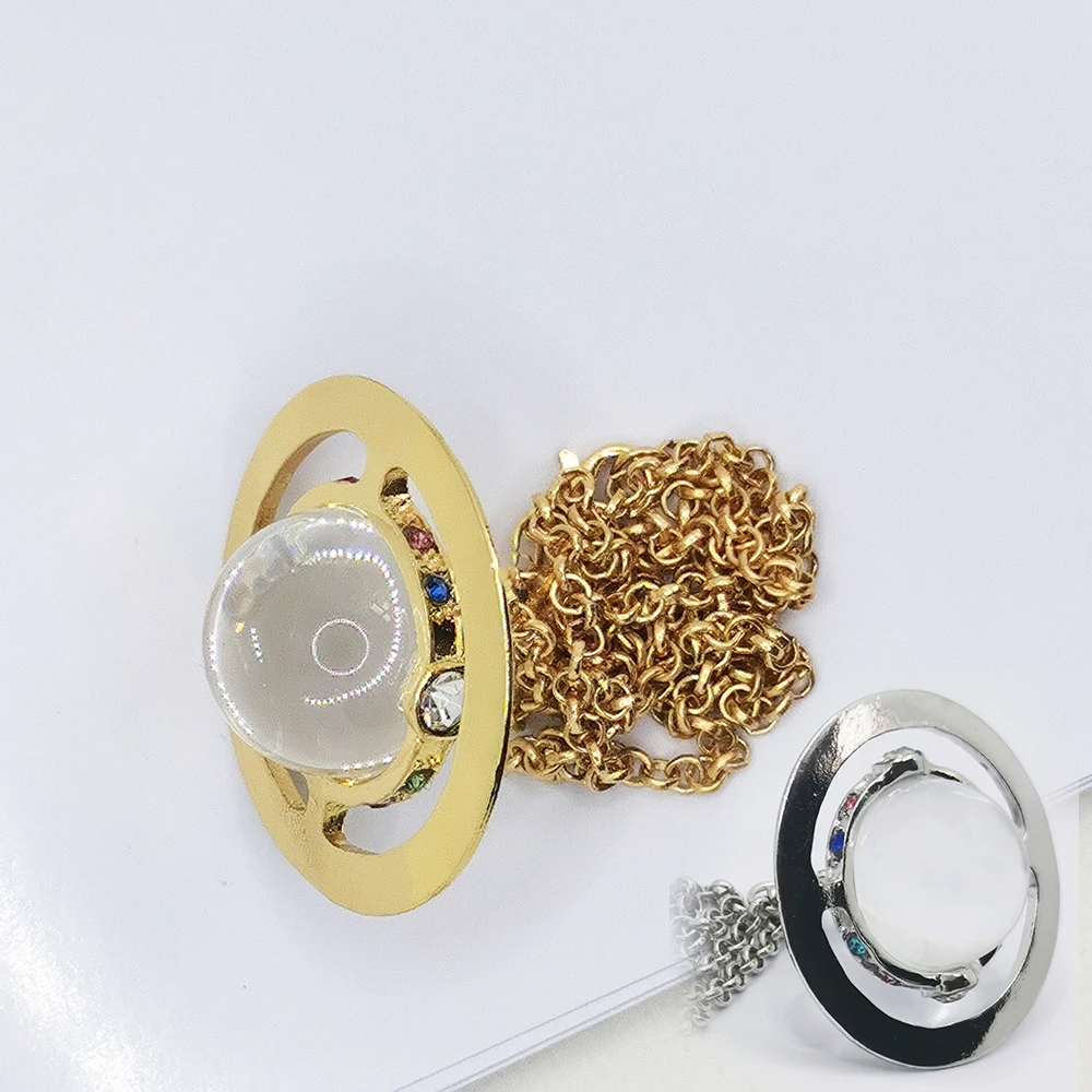 Fashion New Saturn Necklace Creative Planet Simple Wild Necklace Pendant Women Jewelry Alloy Accessories Popular Necklace Gift