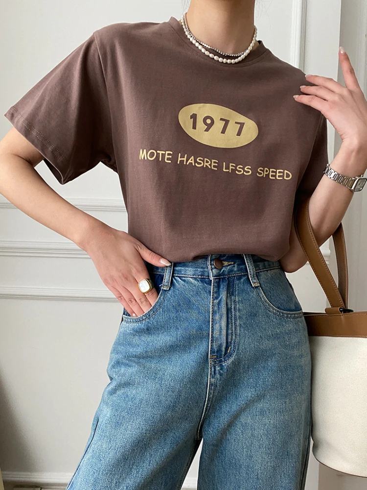 

Женская футболка с коротким рукавом, из натурального хлопка