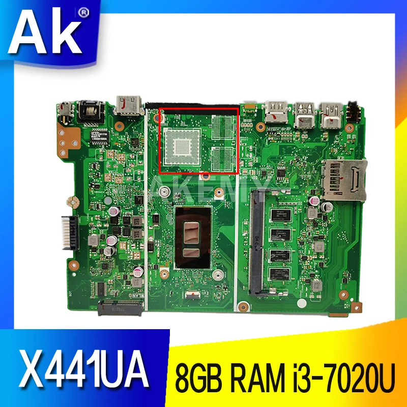 

Akemy New X441UA 8GB RAM/i3-7020U CPU Motherboard For ASUS X441U X441UV X441UAK F441U A441U Laotop Mainboard Motherboard