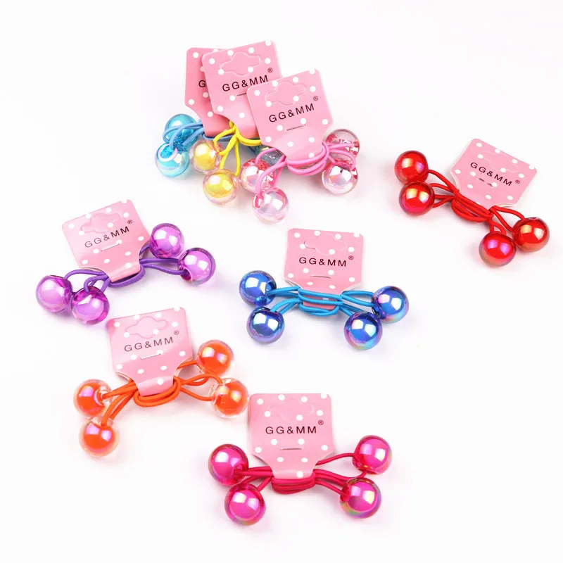 

Korea Handmade Cartoon Shiny Acrylic Ball Kids Children Girl Elastic Hair Bands Head wear Accessories