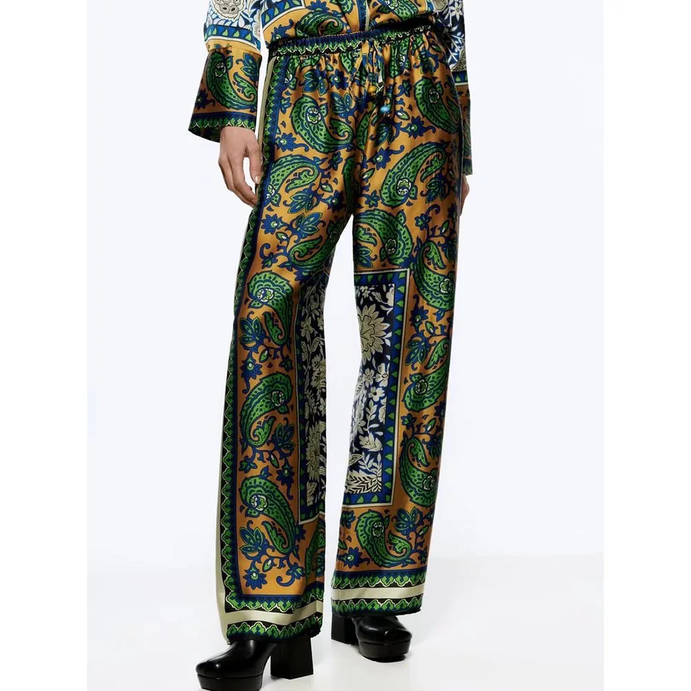 

Новинка весны 2022, женские пижамные стильные штаны с принтом, Модные свободные брюки с высокой талией