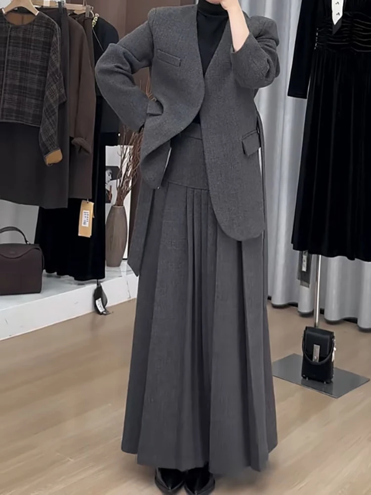 BZVW офисный женский шерстяной комплект из двух предметов пиджак с v-образным