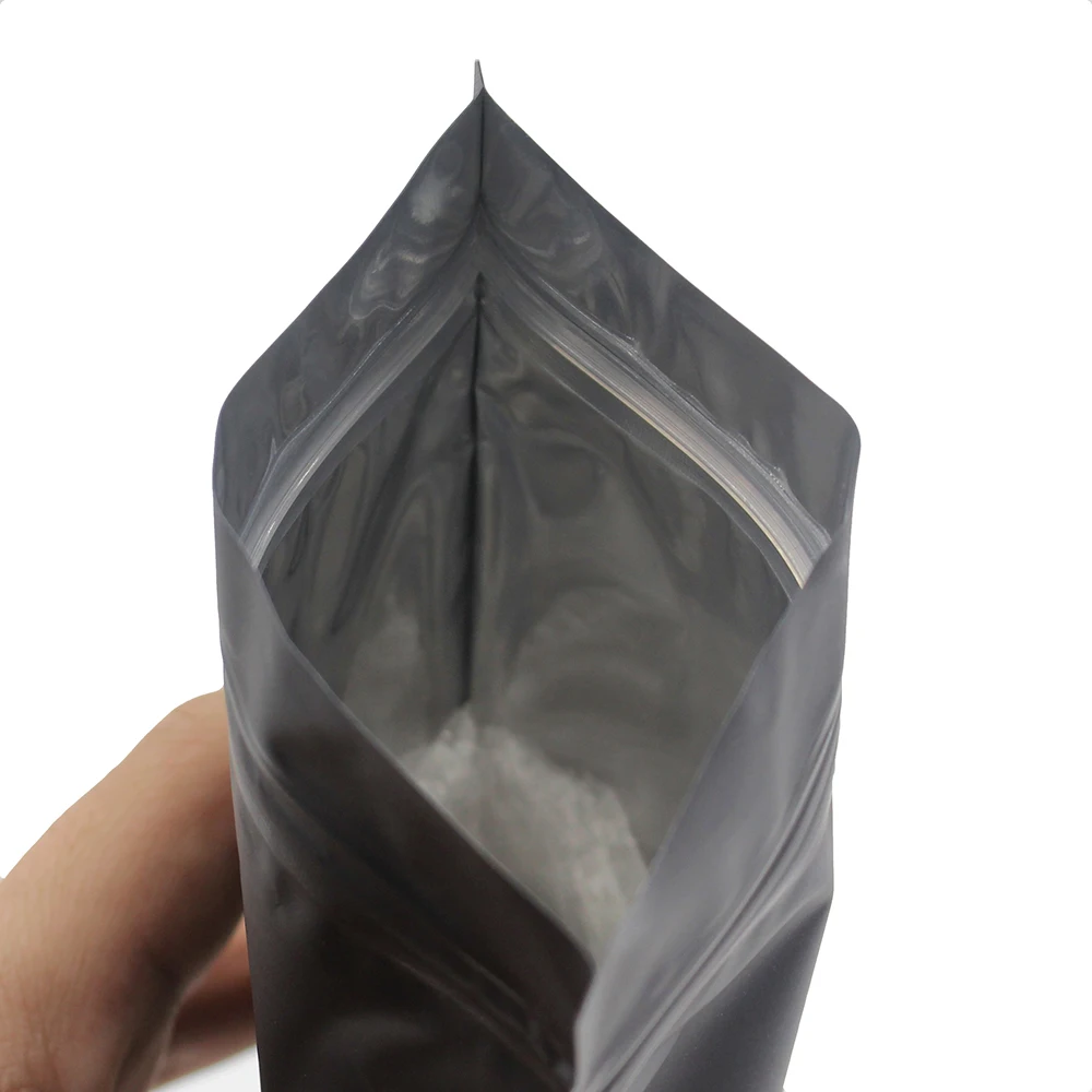 Matte Black White Aluminum Foil Zip Lock Mylar Bags Resealable Zipper Coffee Tea Powder Storage Bag Smell Proof Flat Pouches images - 6