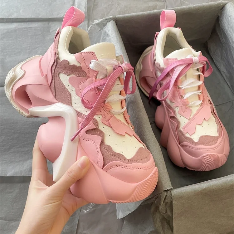 

2023 Designer Chunky Sneakers Spring Mixed Colors Women Sneakers Fashion Femme Dad Casual Shoes Breathable Platform Shoes
