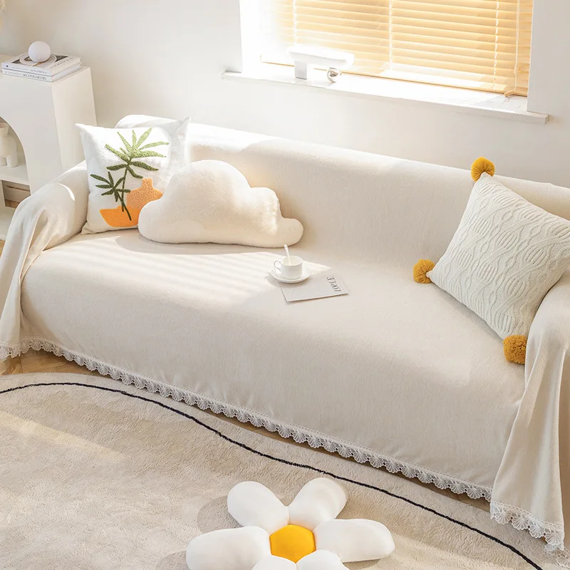 

Plush Sofa Cover Pet Anti-Grip Chenille Fleece Blanket Universal Cushion Living Room Anti-Slip Sofa Cover Anti-Sticky Pet Throw