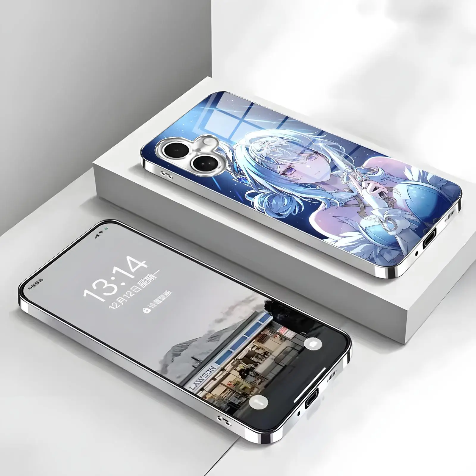 Фото Чехол для телефона Genshin Impact Odette для iPhone 17, 16, 16e, 15, 14, 13, 12 Plus, Mini, Pro, Max, с гальваническим покрытием, стеклянный №5