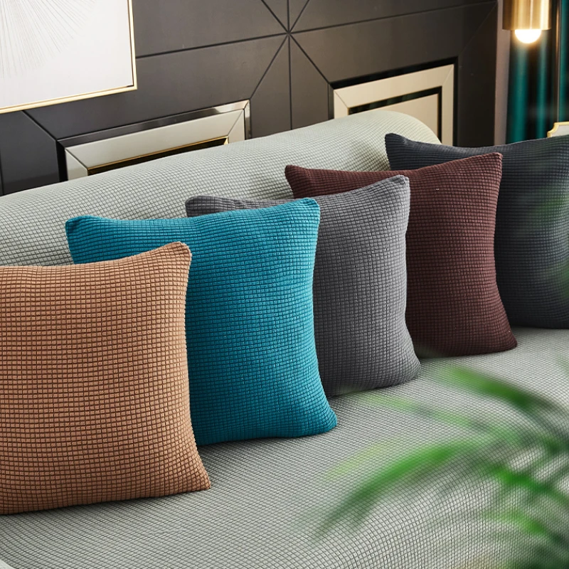 

Square Elastic Polar Fleece Pillowcase Solid Color Living Room Sofa Chair Cushion Pillow Cover Household Decor 40&45cm