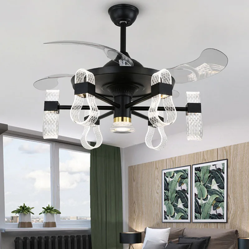 

Pendant Lights Led Ceiling Fan Lamp Art Chandelier Minimalist Ventilator Living Room Bedroom House Dining Room ventiladores