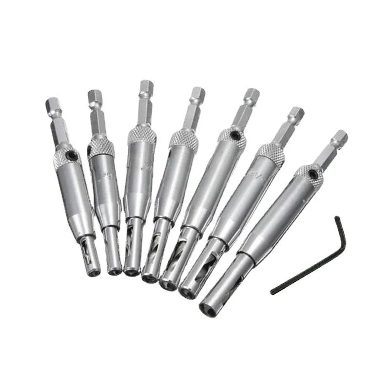 

7PCs Woodworking Door and Window Hinge Hinge Drill Bit Puncher Manual Hex Shank Tapper Locator Fancy Shape Diamonds Set